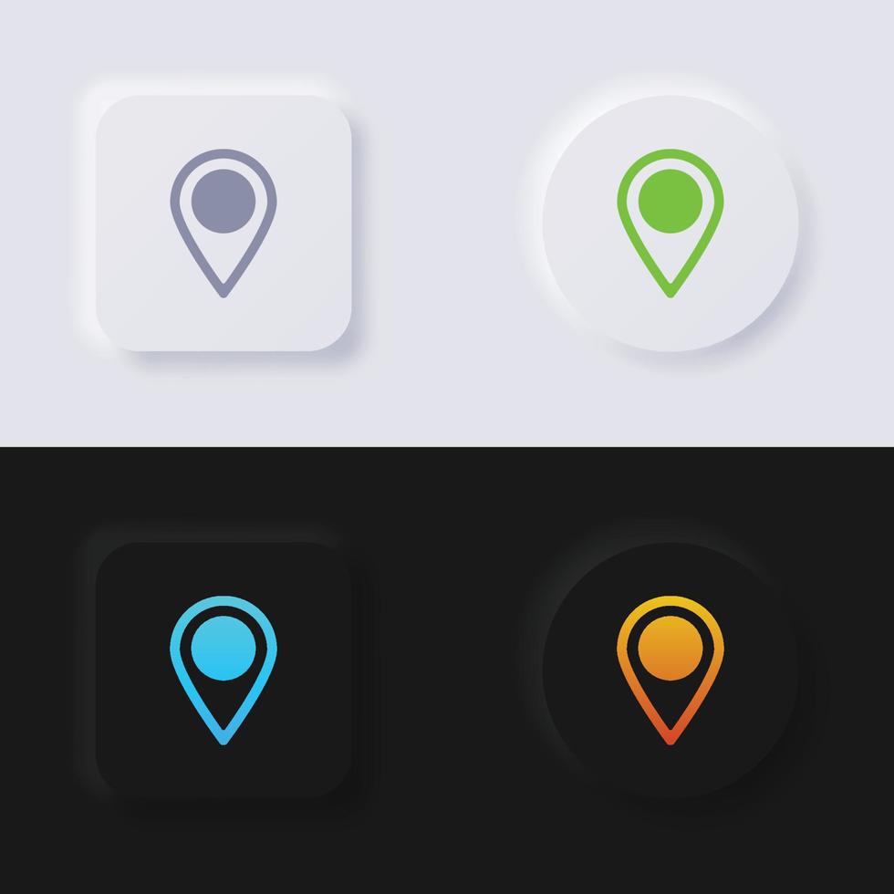 Location pinpoint icon set, Multicolor neumorphism button soft UI Design for Web design, Application UI and more, Button, Vector. vector