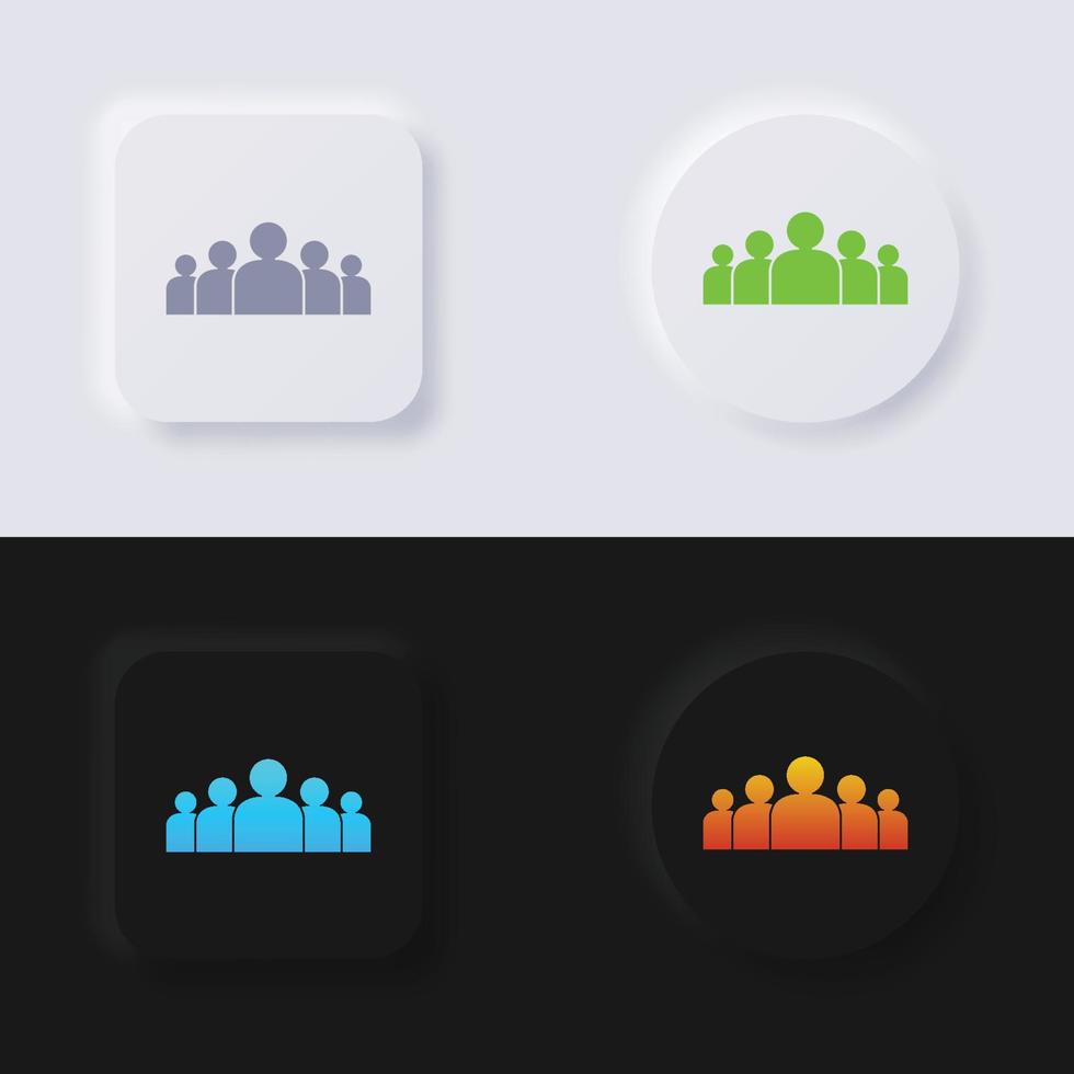 Group of people icon set, Multicolor neumorphism button soft UI Design for Web design, Application UI and more, Button, Vector. vector