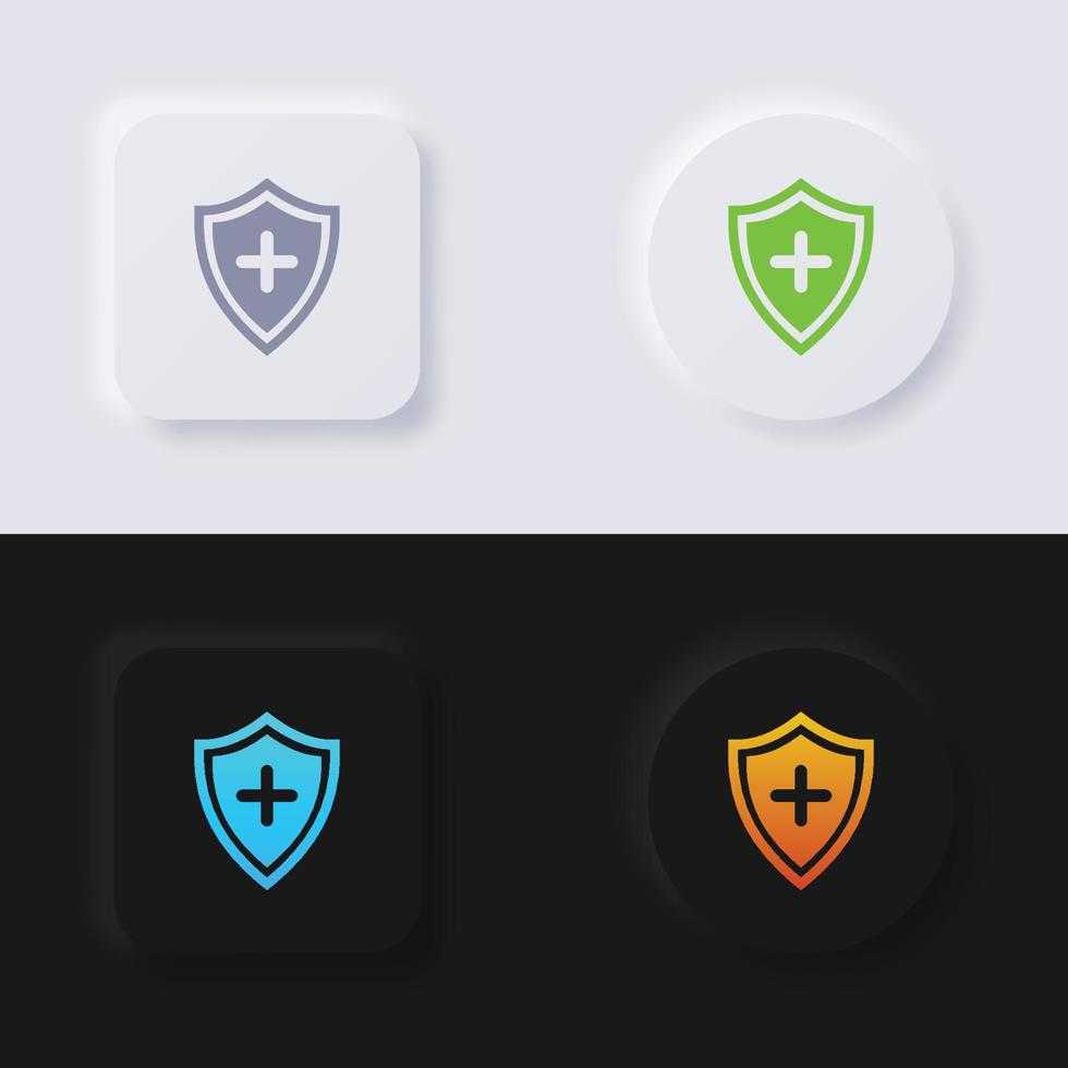 conjunto de iconos de escudo, diseño de interfaz de usuario suave de botón de neumorfismo multicolor para diseño web, interfaz de usuario de aplicación y más, botón, vector. vector