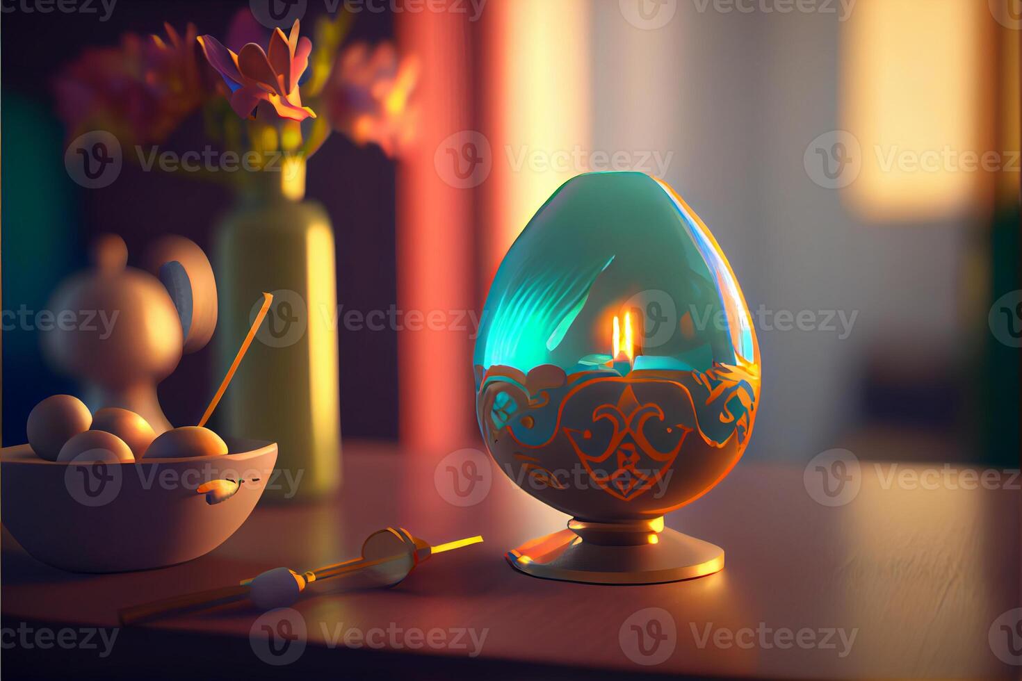 pascua, 9 de abril, día cristiano para conmemorar la resurrección de jesús, símbolo de esperanza, renacimiento y perdón, la búsqueda de huevos de pascua decora los huevos con patrones y colores brillantes. foto