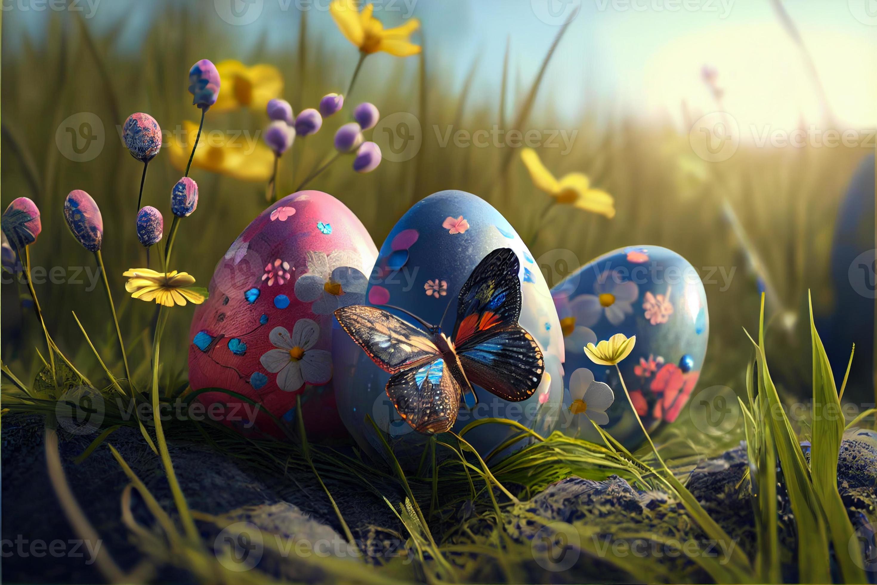 Easter, April 9, Christian Day To commemorate the resurrection of Jesus, a symbol of hope, rebirth and forgiveness, the Easter Egg Hunt decorates eggs with patterns and bright colors. 16703924 Stock Photo