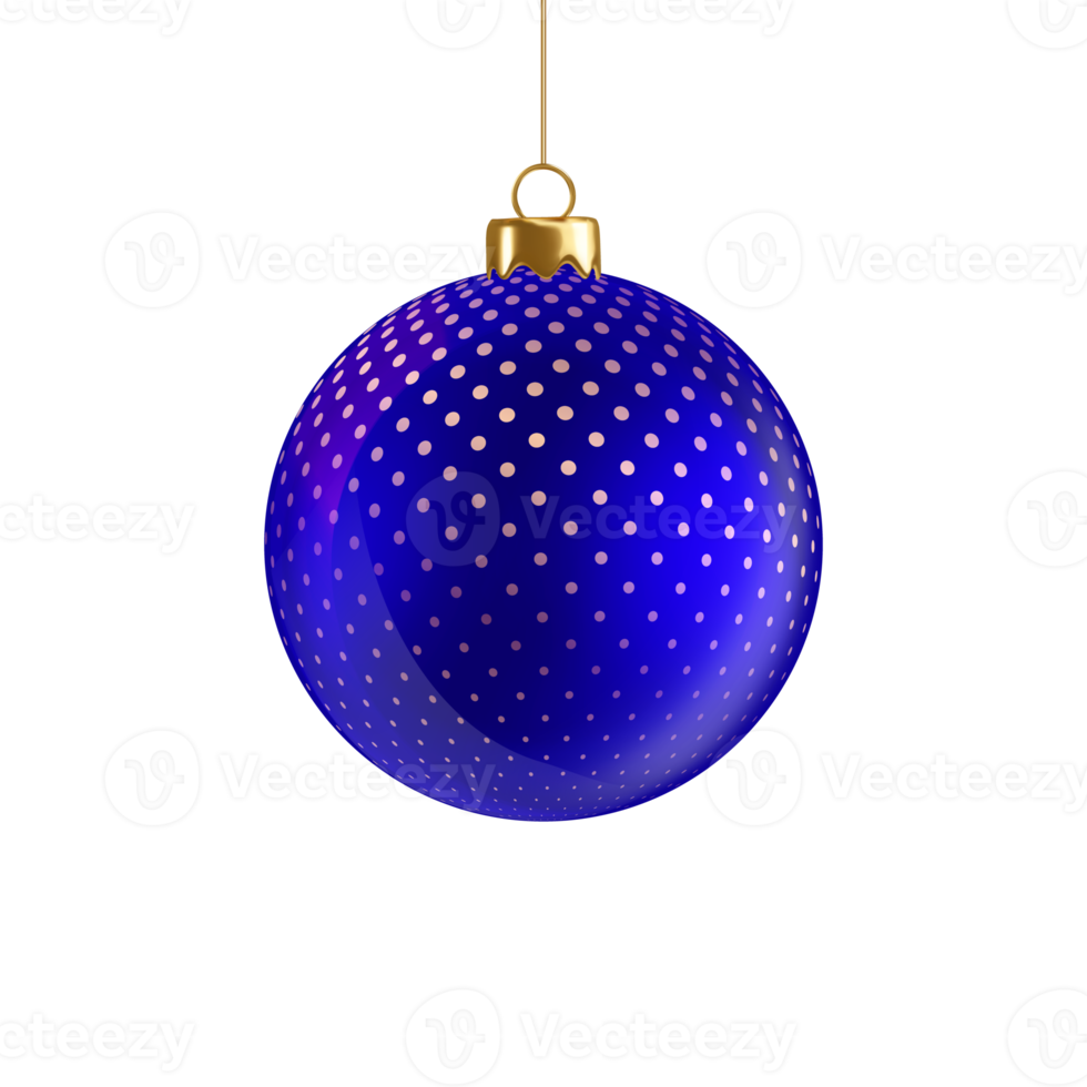 blauw realistisch Kerstmis bal met een gouden patroon Aan transparant achtergrond png