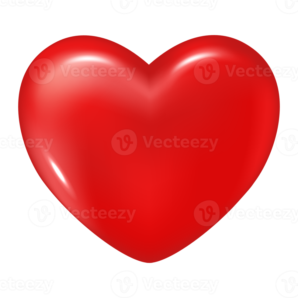 Red heart. Realistic 3d design icon heart symbol love. Valentine's Day. PNG