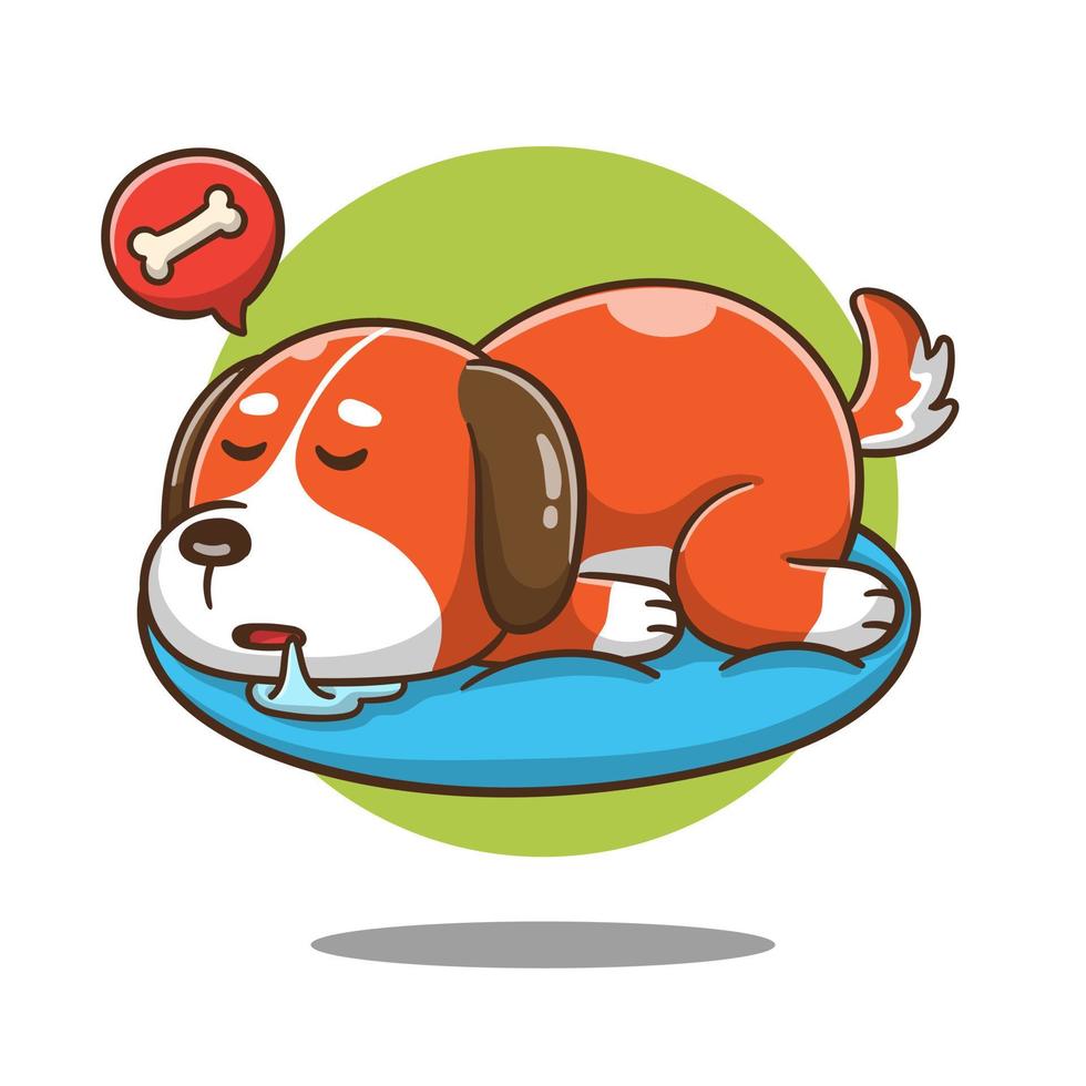 illustration of cute cartoon dog sleeping, vector design, good for sticker, vector icon.