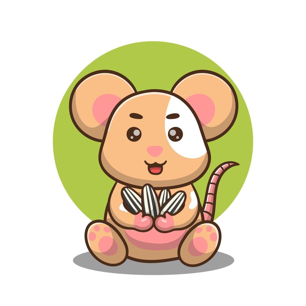 ilustración de un lindo ratón de dibujos animados sentado y trayendo guazi, diseño vectorial. vector