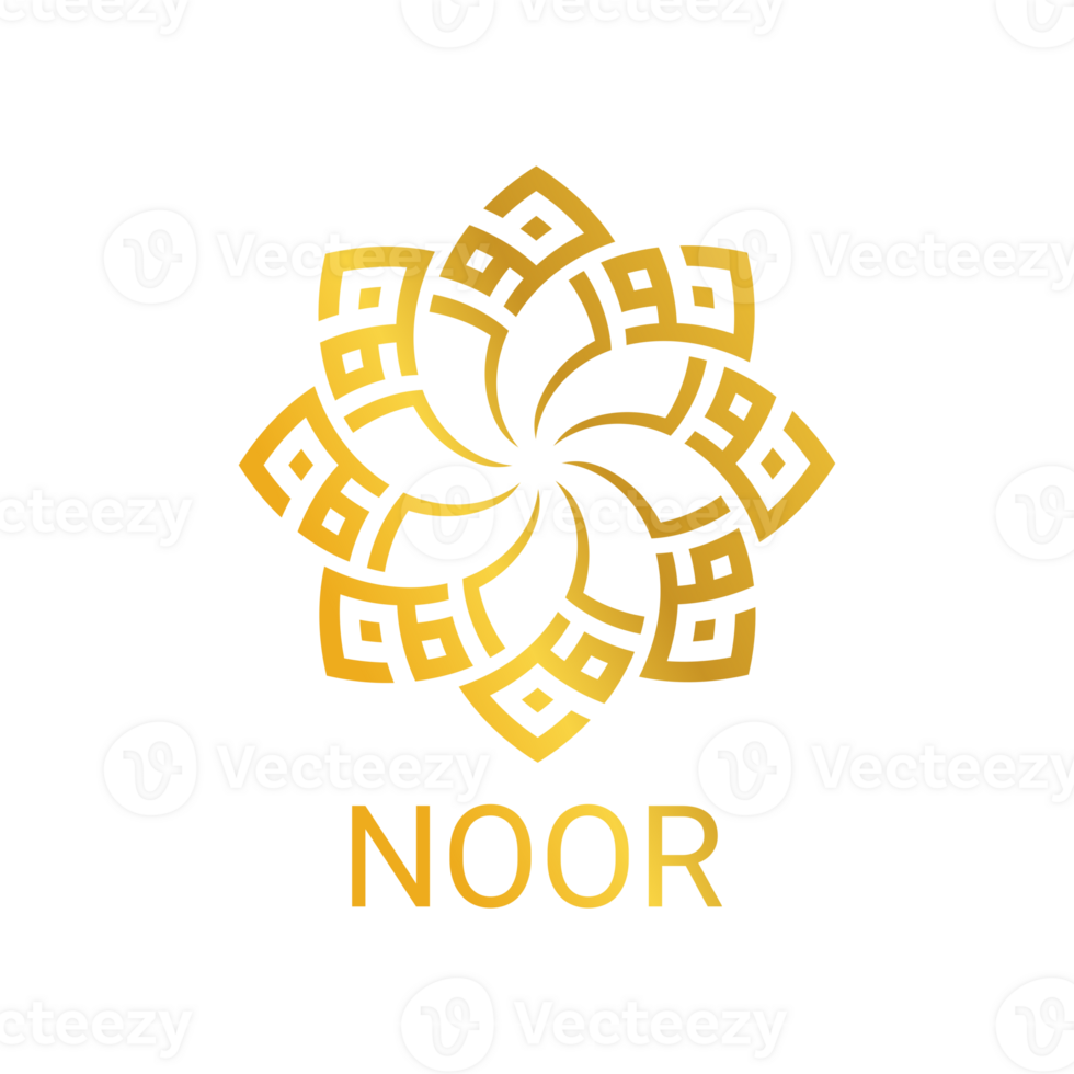 noor nom arabe avec une belle calligraphie dorée, signifiant belle lumière en anglais png