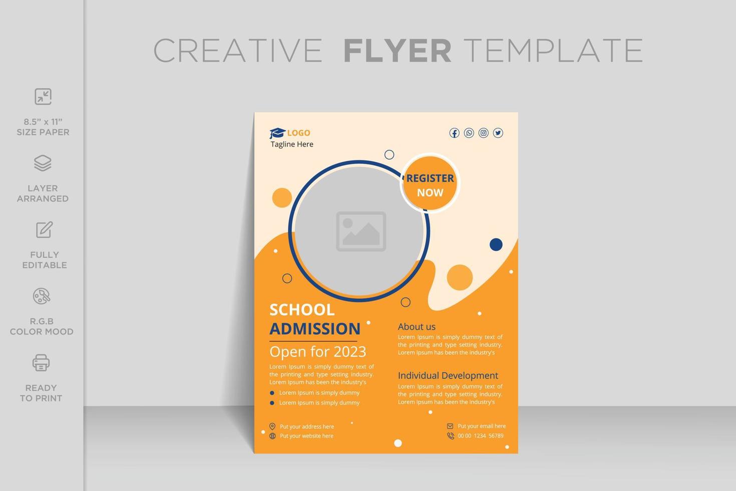 Back to school admission social media post or web banner template or square flyer poster design. vector