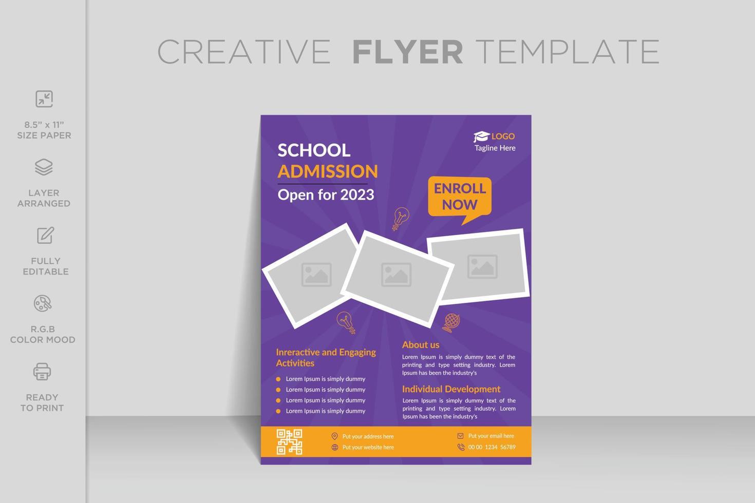 School admission flyer design template. Back to school admission social media post or back to school web banner template or square flyer poster, School admission social media post. vector