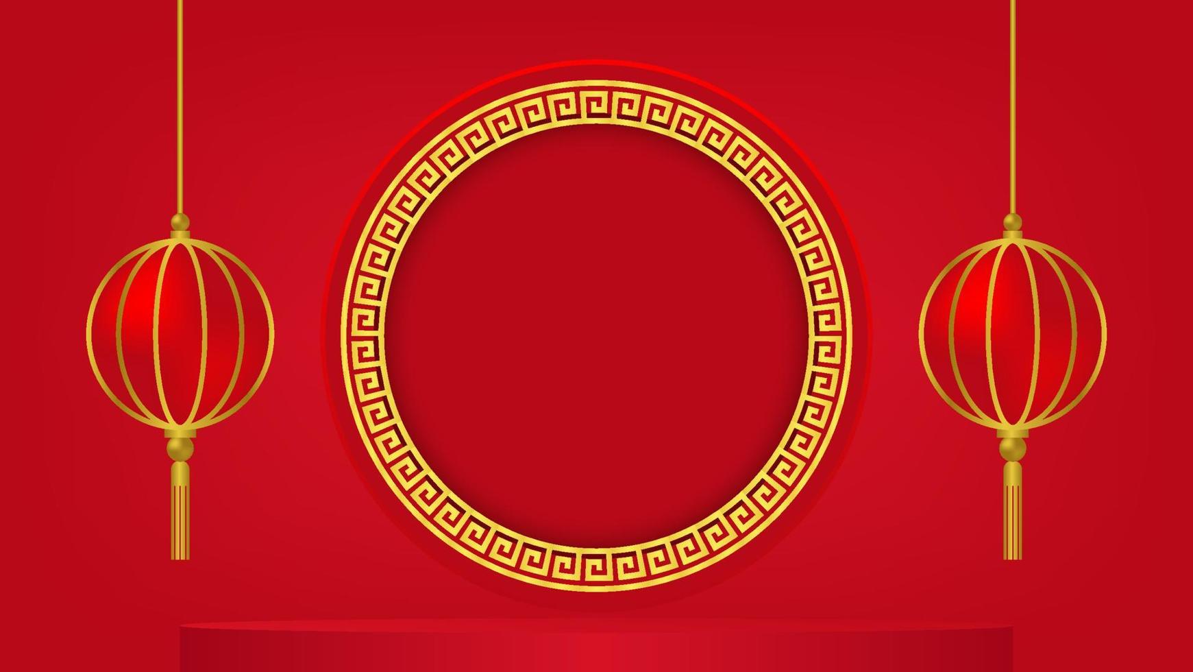 lunar new year background. greeting and traditional ceremony concept with lanterns and copy space vector