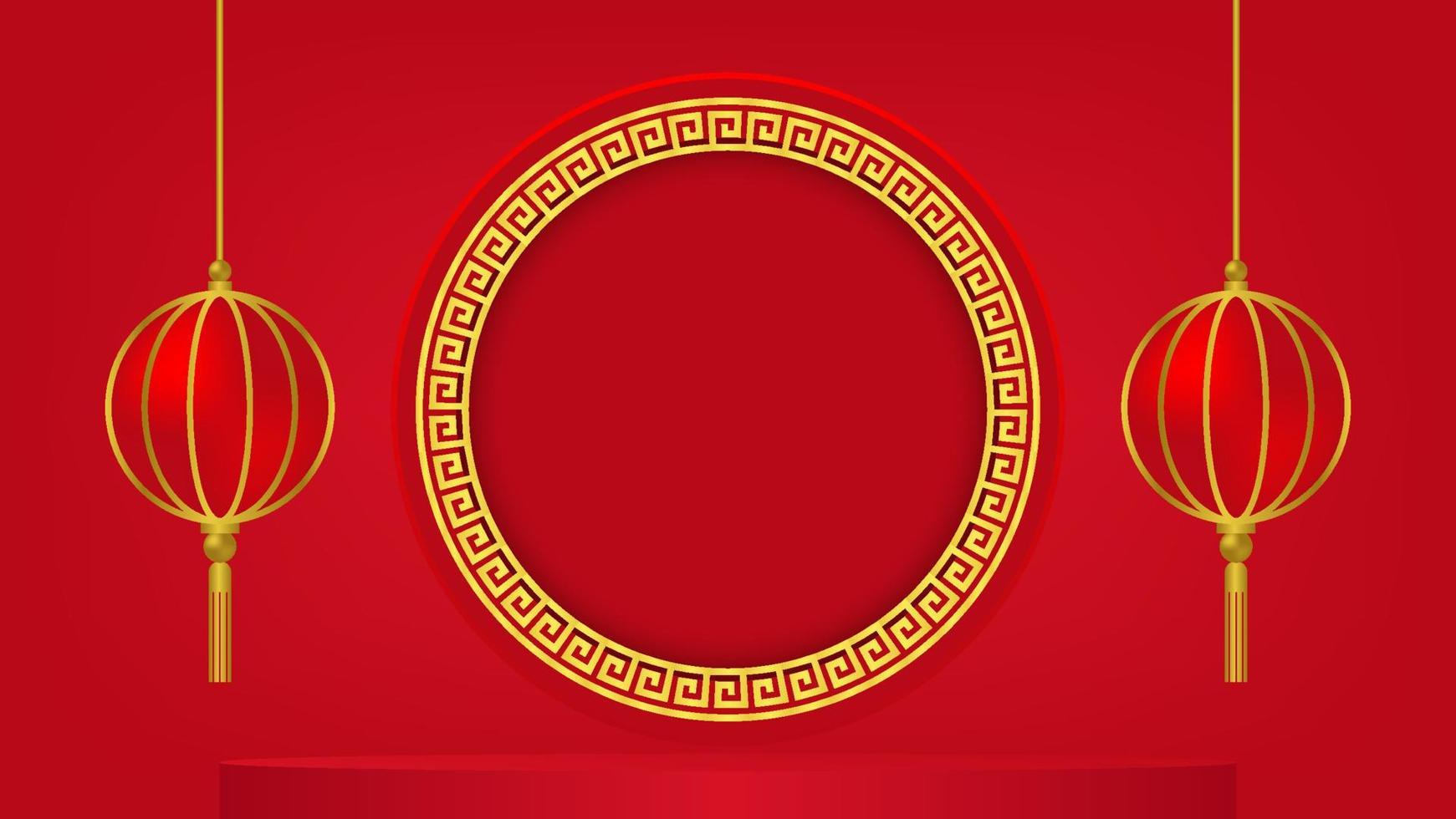 lunar new year background. greeting and traditional ceremony concept with lanterns and copy space vector