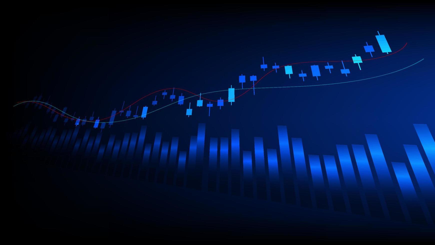 Economy and finance concept. financial business investment statistics with stock market candlesticks and bar chart on blue background vector