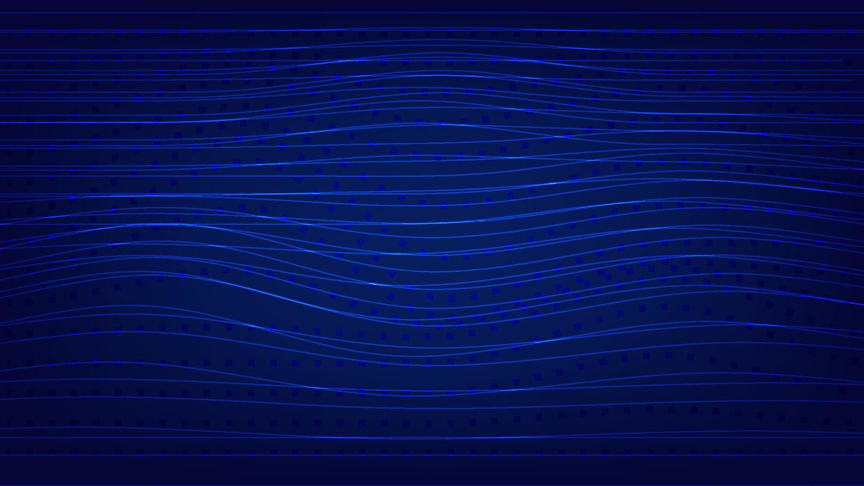 abstract line wave pattern on blue lighting. futuristic and technology background concept vector