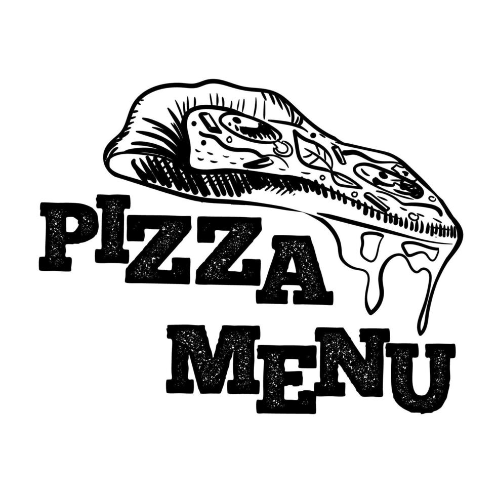 Vector Pizza slice drawing. Hand drawn pizza illustration. Great for menu, poster or label.