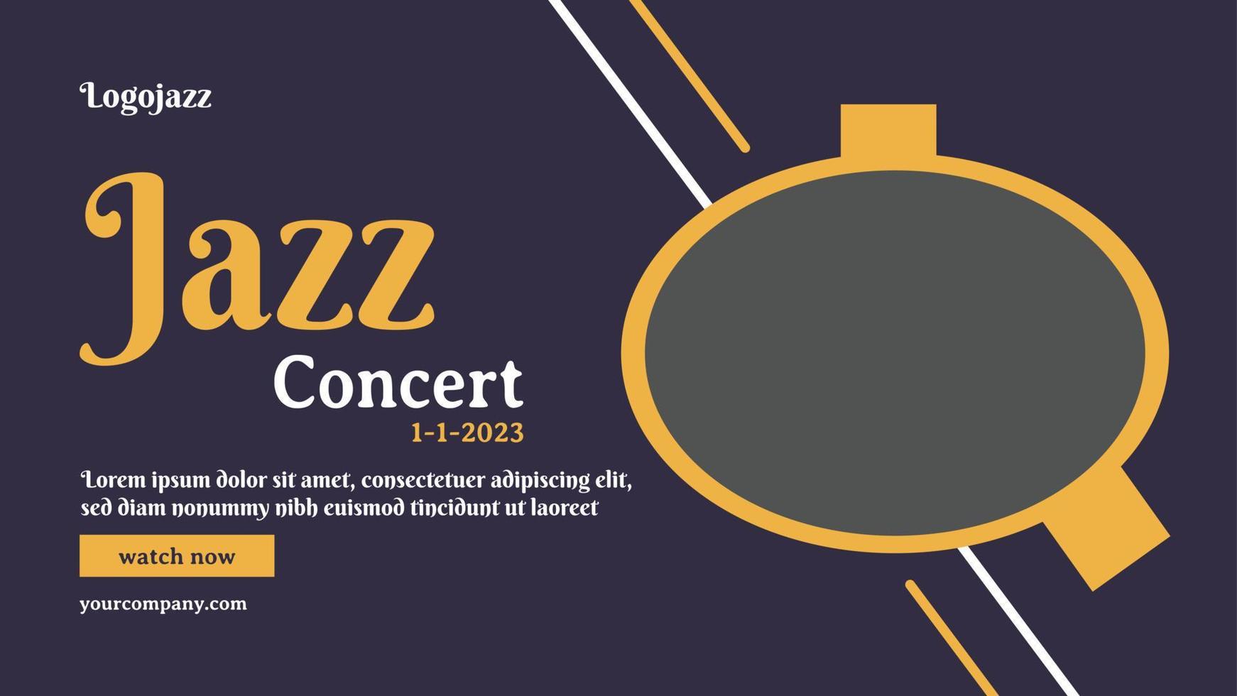 Editable Jazz concert Video Thumbnail, Jazz concert Banner Template vector