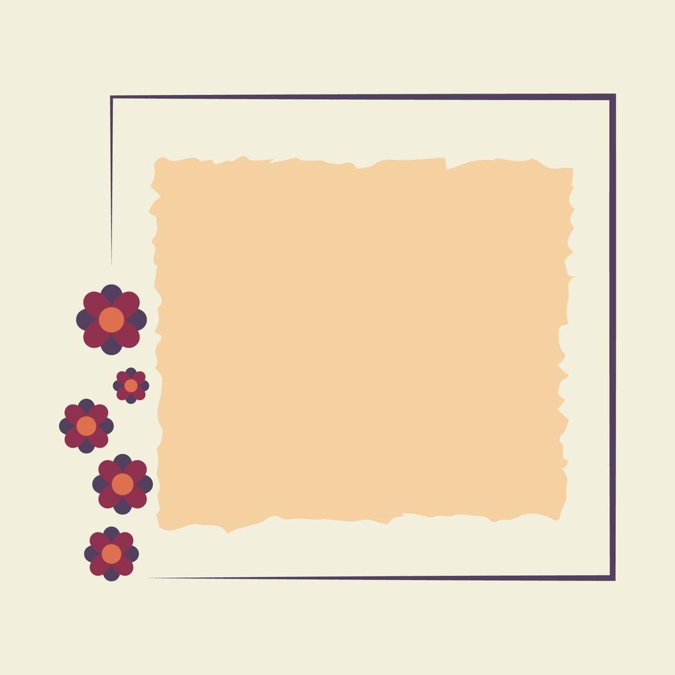 Frame, backdrop, Icon in the style of a hippie with  flowers in retro style vector