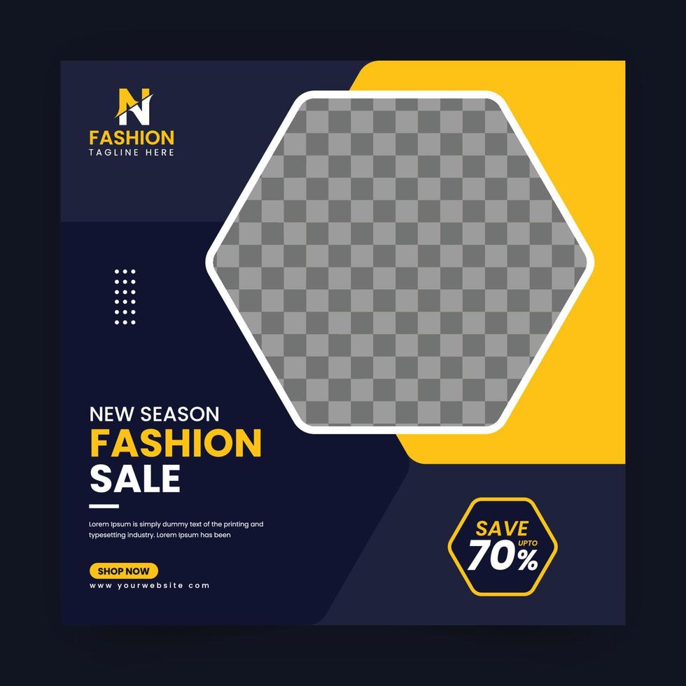 Fashion sale banner or square flyer for a social media post template vector