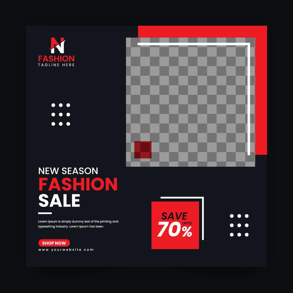 Fashion sale banner or square flyer for a social media post template vector