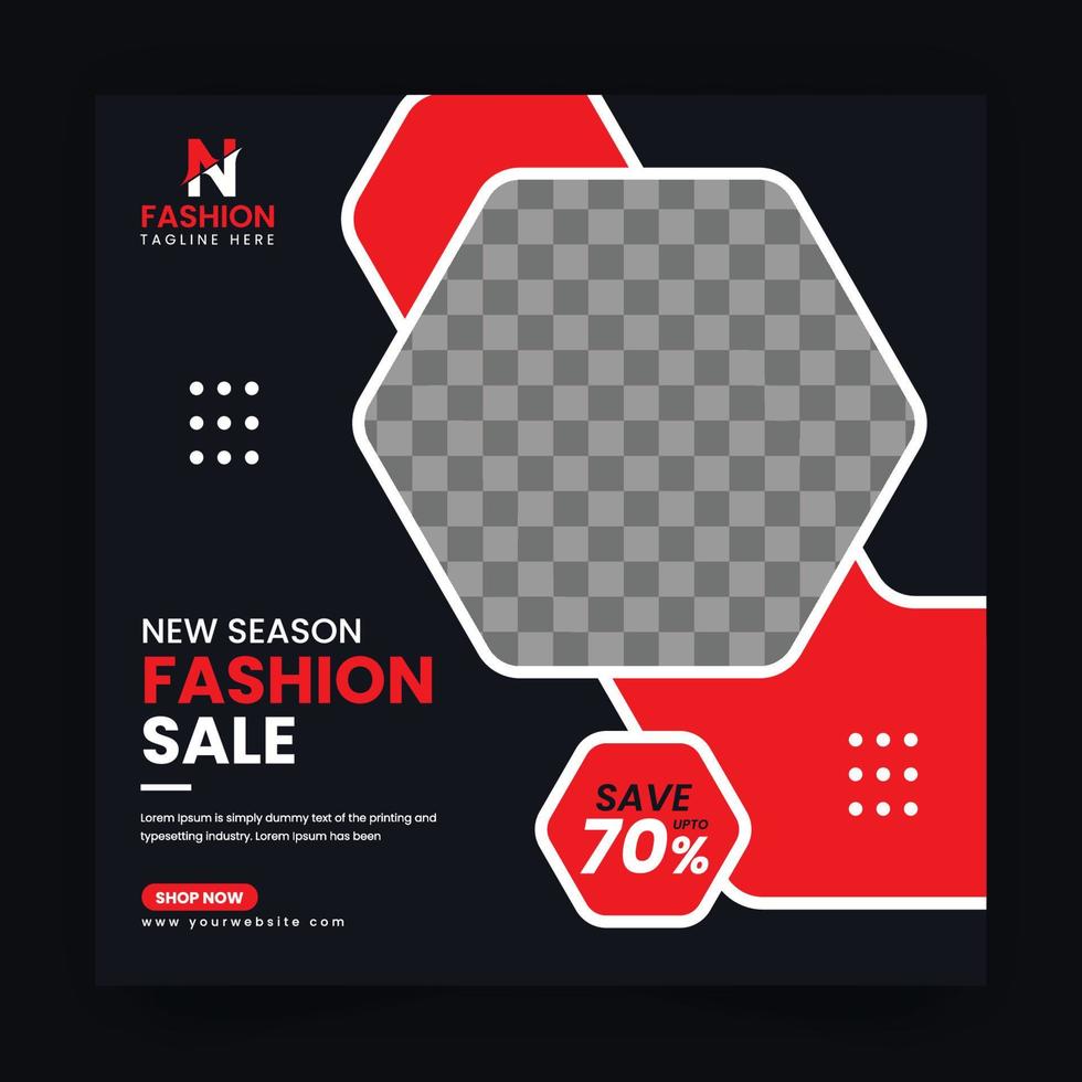 Fashion sale banner or square flyer for a social media post template vector