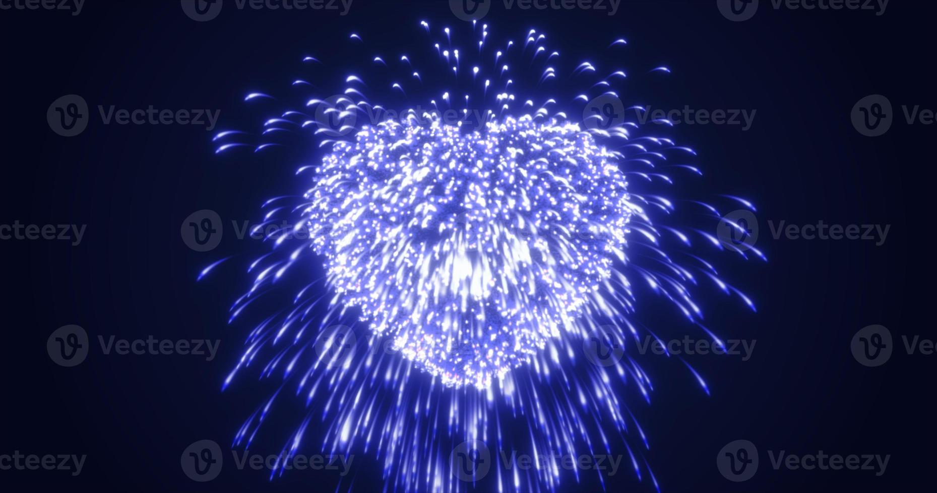 Abstract blue fireworks festive fireworks for valentine's day in the shape of a heart from glowing particles and magical energy lines. Abstract background photo