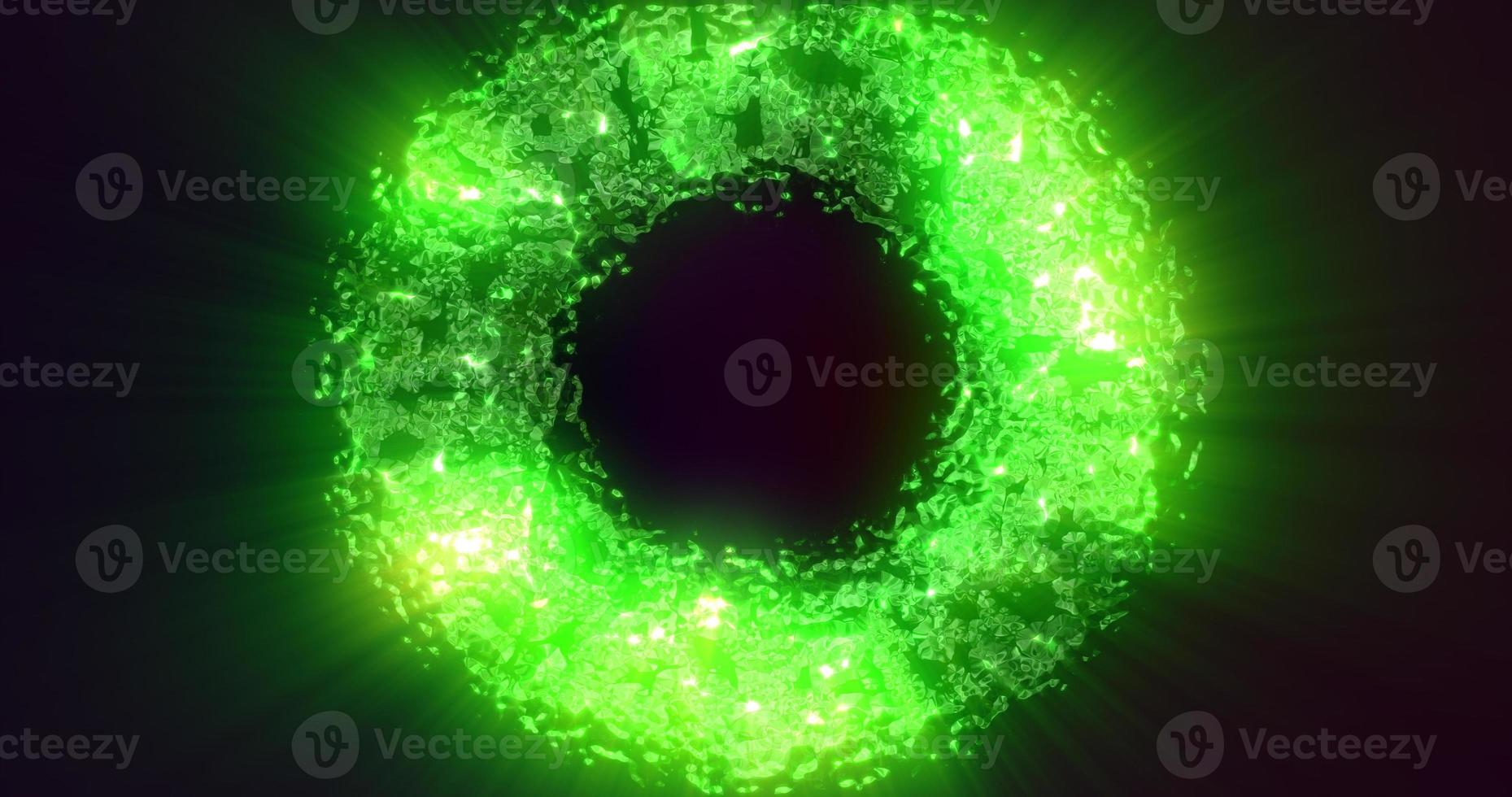 Futuristic abstract exploding rings circles glowing radiant magical energy on black background. Abstract background photo