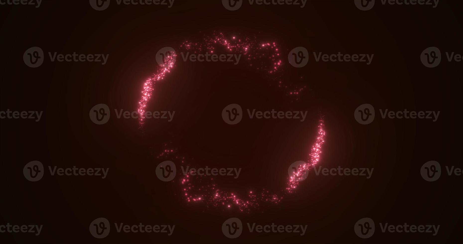 Abstract glowing looped circle made of red lines of magical energy particles. Abstract background photo