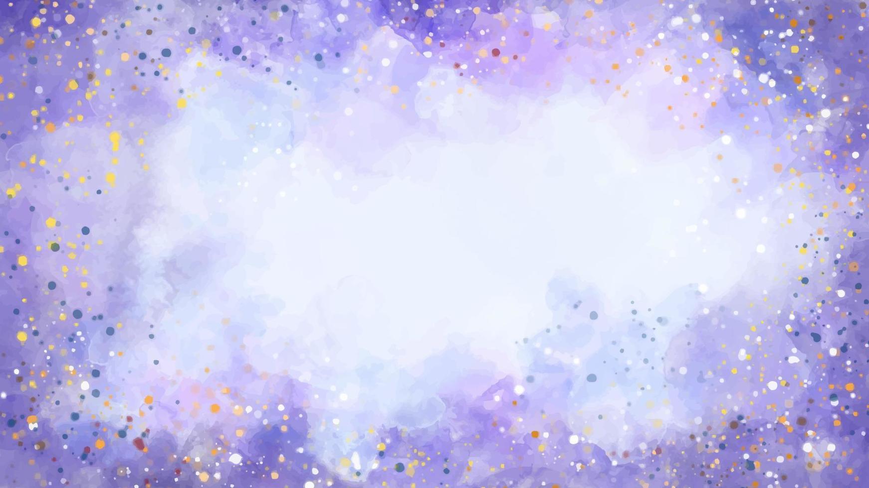 Beautiful abstract watercolor background. Horizontal blue textured painting with colorful confetti and foggy vector