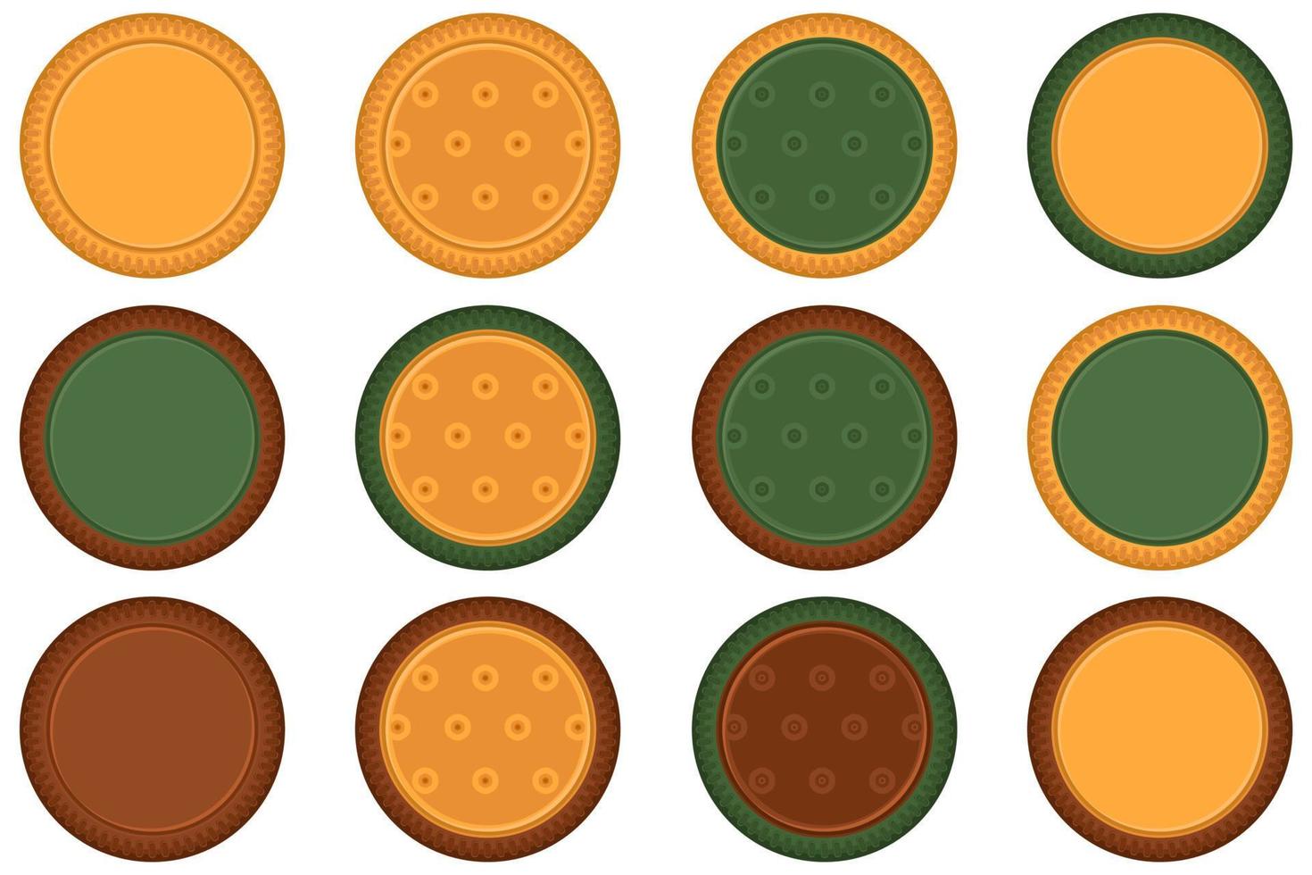 gran juego de galletas caseras de diferentes sabores en galletas de pastelería vector