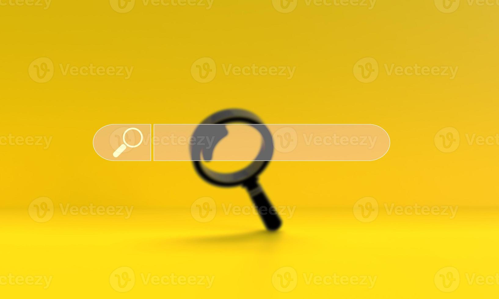 magnifying glass black color yellow background symbol icon element research business idea project strategy management report discovery knowledge website work job occupation information.3d render photo