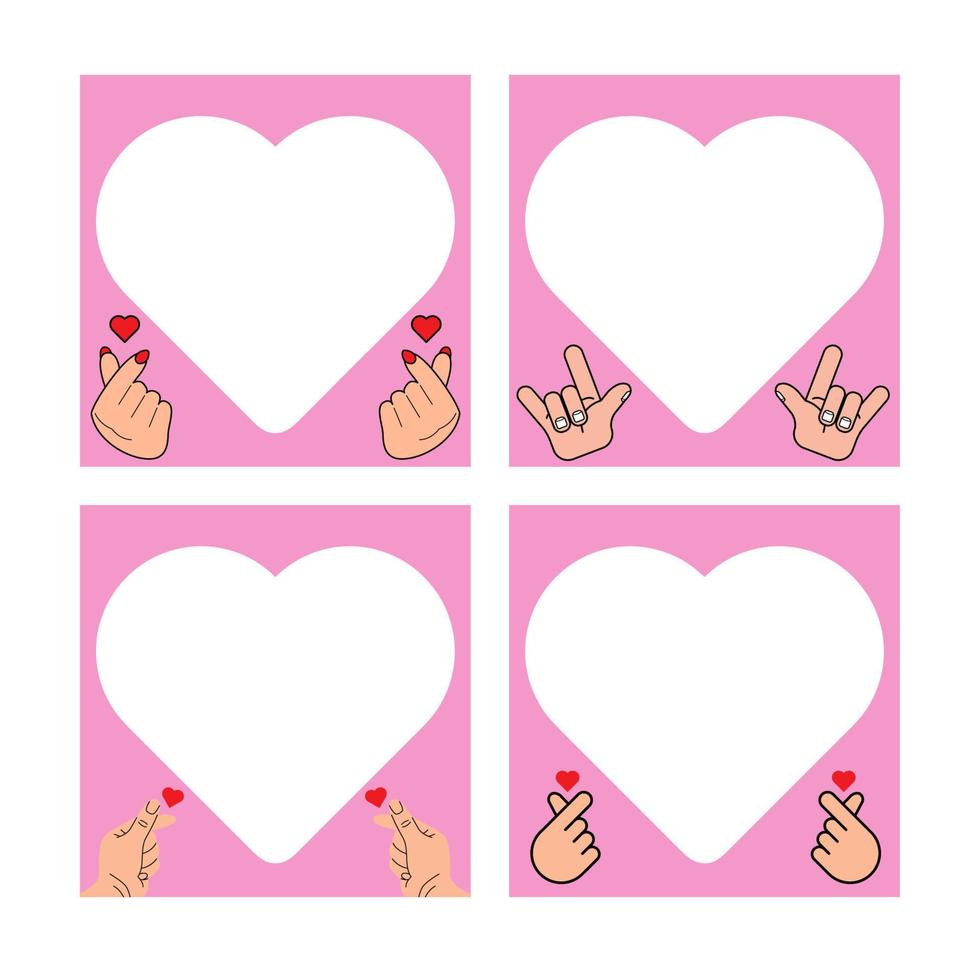 heart background set, border, frame design, love , vector