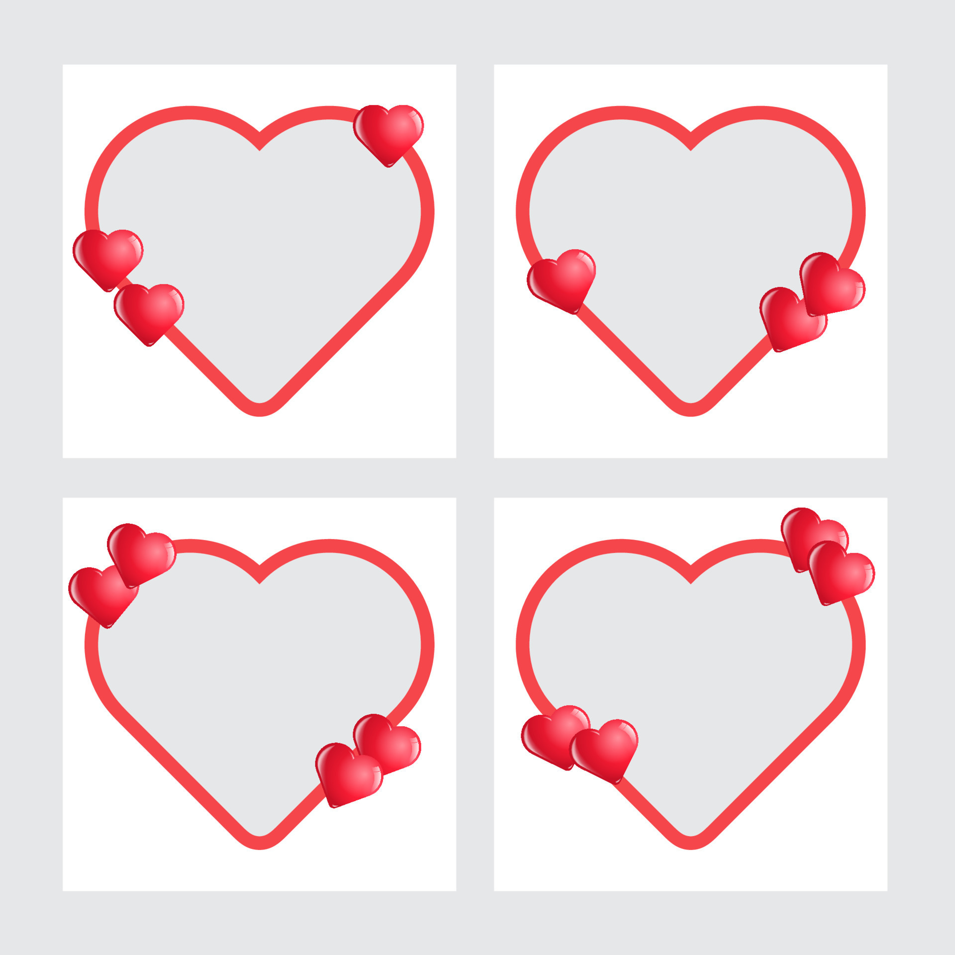 heart background set, border, frame design, love , vector 16706563