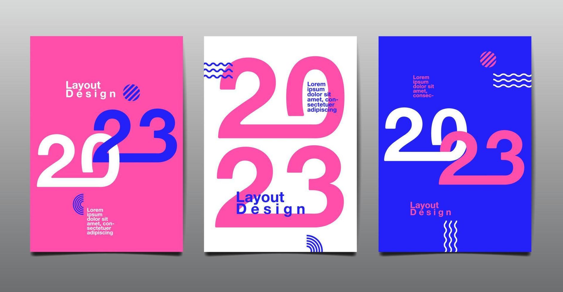 template layout design 2023, typography,  cover book. presentation abstract flat design vector