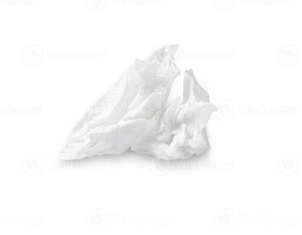 Single screwed or crumpled tissue paper after use isolated on white background with clipping path photo