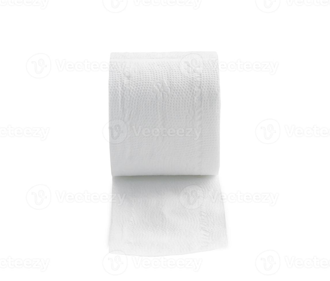 Single roll of white tissue paper or napkin isolated on white background with clipping path photo