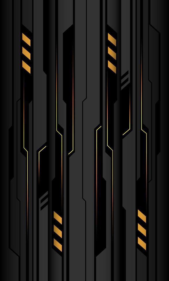 Abstract yellow black cyber circuit shadow on grey metallic design modern technology futuristic background vector