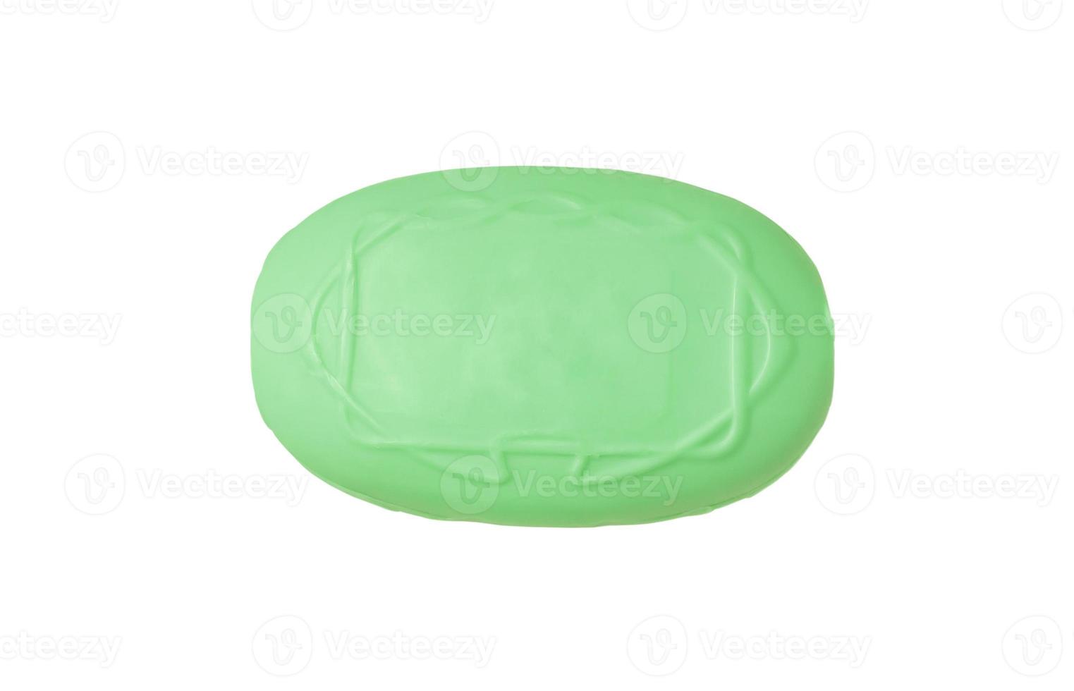 Bar of green fragrance soap isolated on white background with clipping path photo