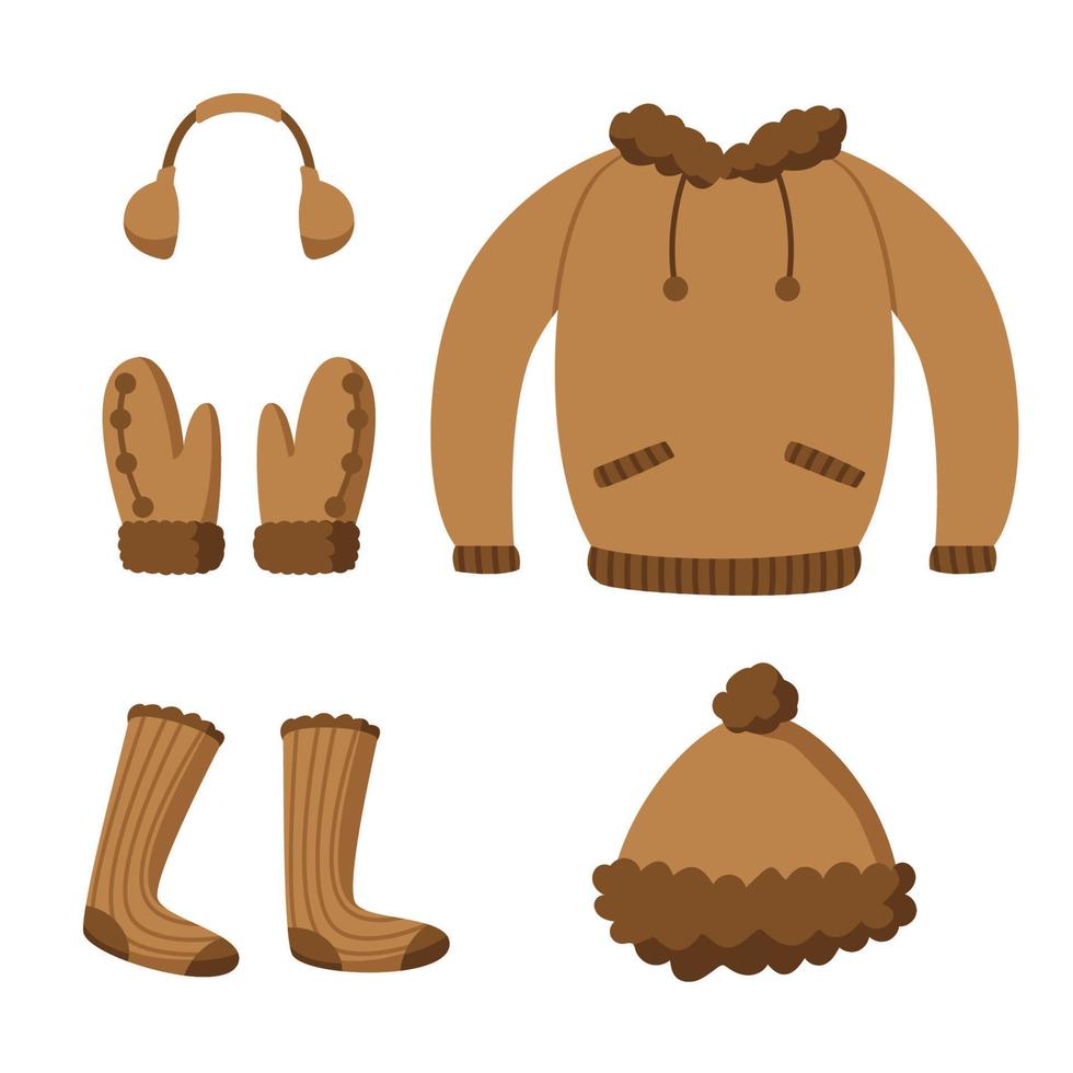 set of winter clothes vector free