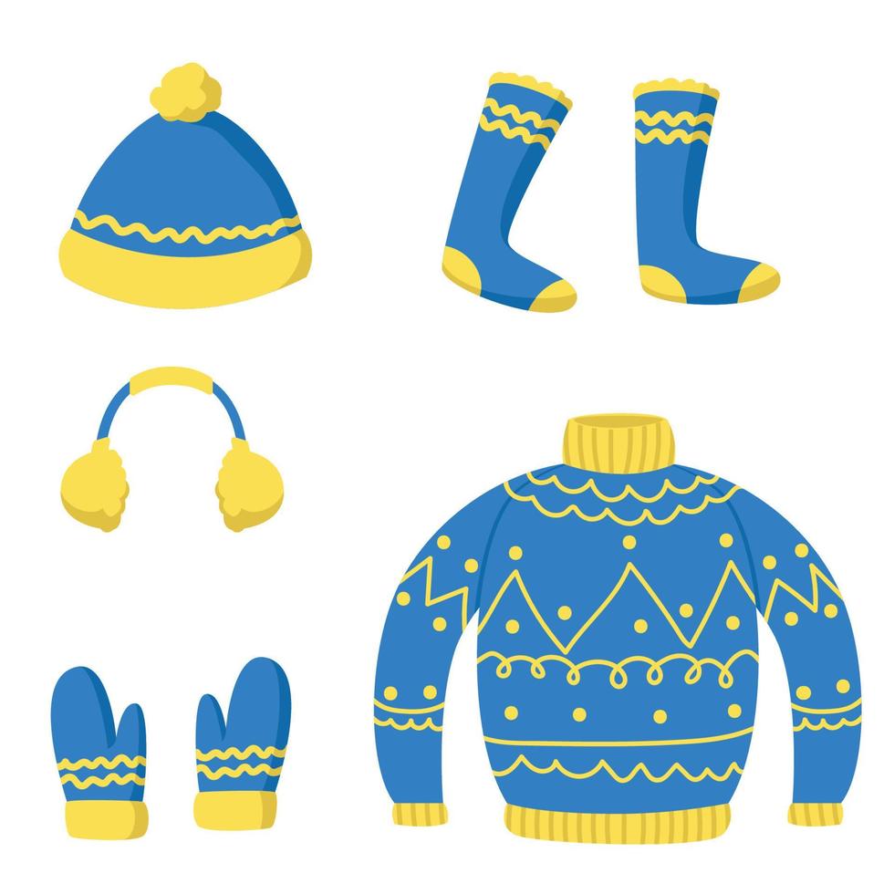 set of winter clothe illustration, seasonal clothe for man, women and kids vector
