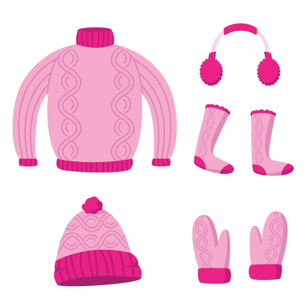 set of winter clothe illustration, seasonal clothe for man, women and kids vector