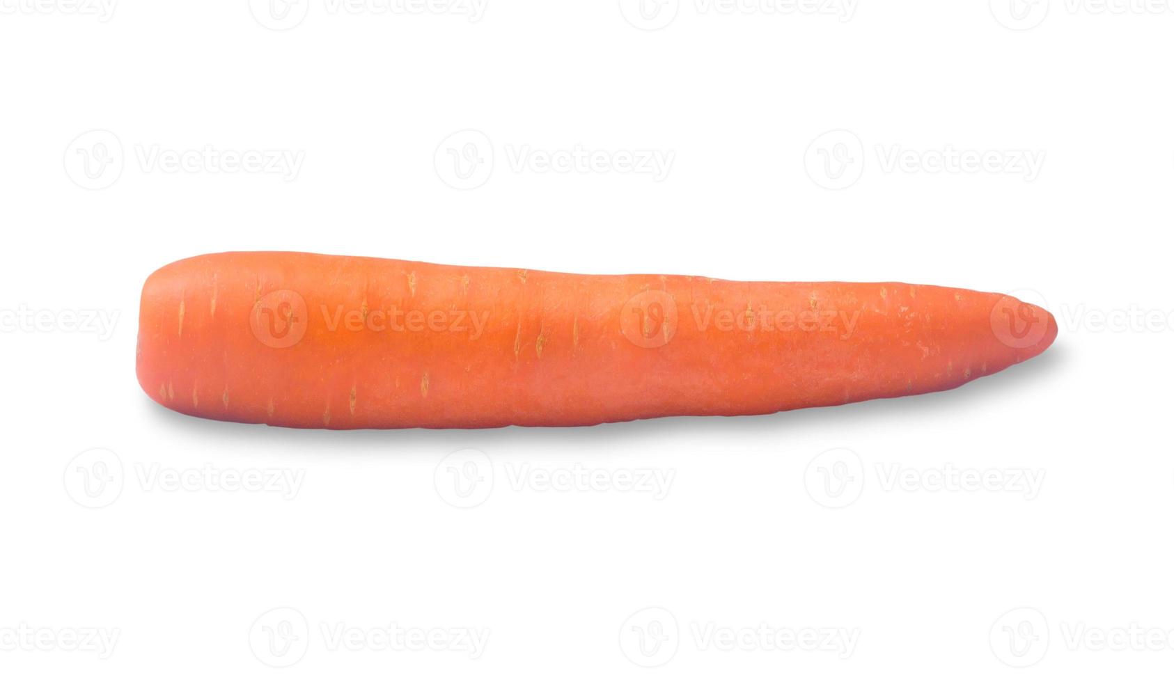 Single fresh orange carrot vegetable isolated on white background with clipping path photo