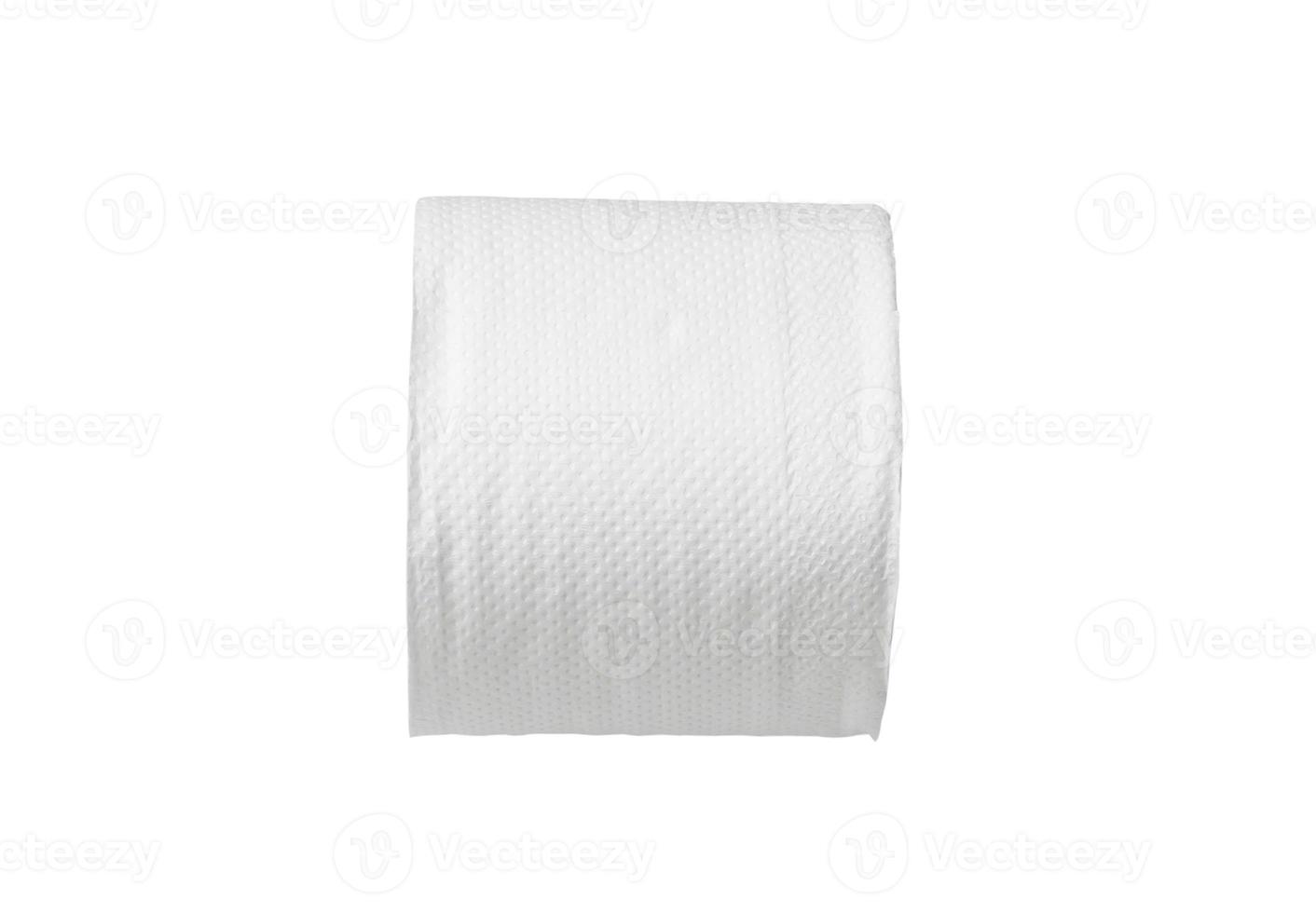 Single roll of white tissue paper or napkin isolated on white background with clipping path photo