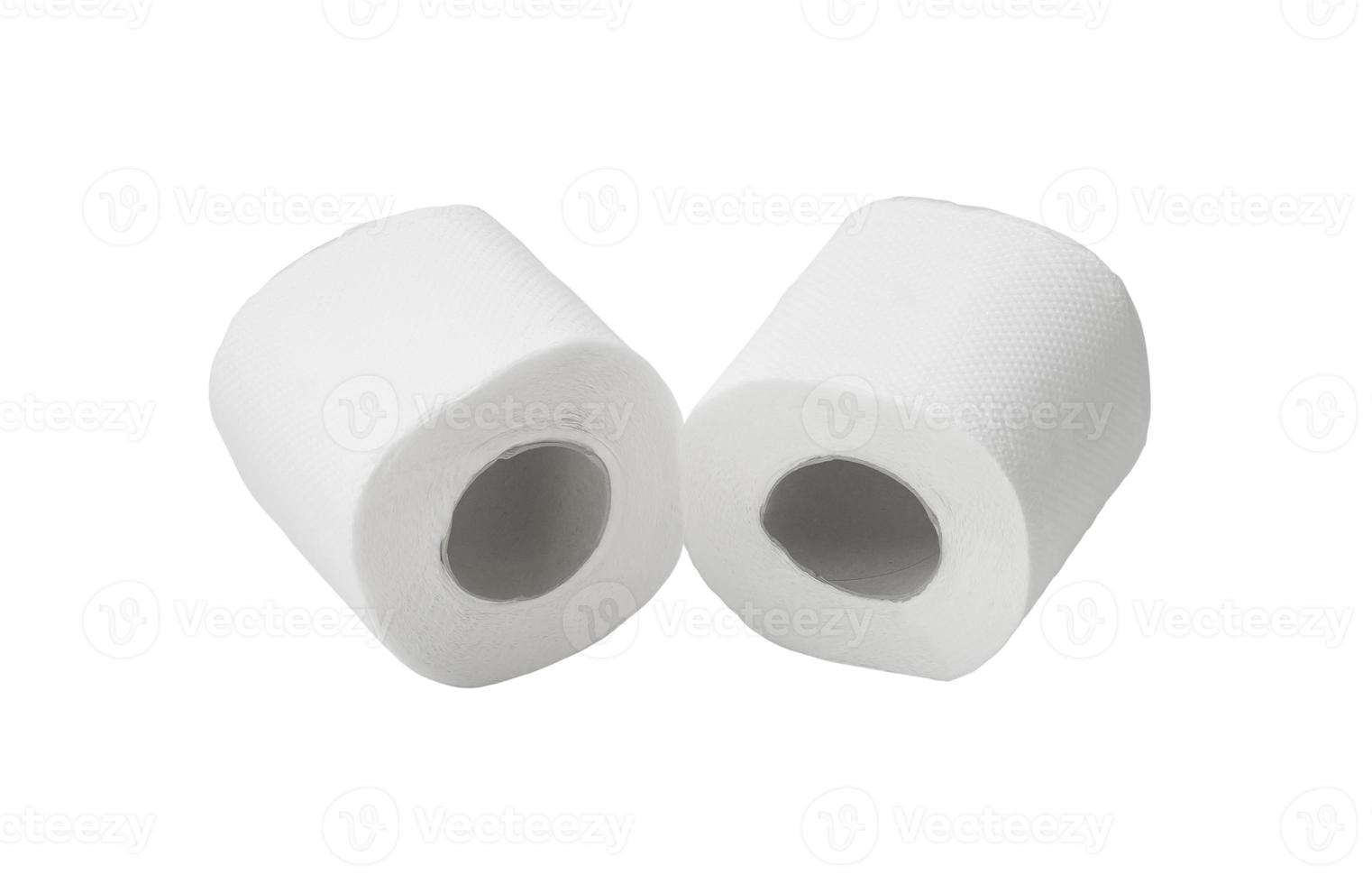 Two rolls of white tissue paper or napkin isolated on white background with clipping path photo