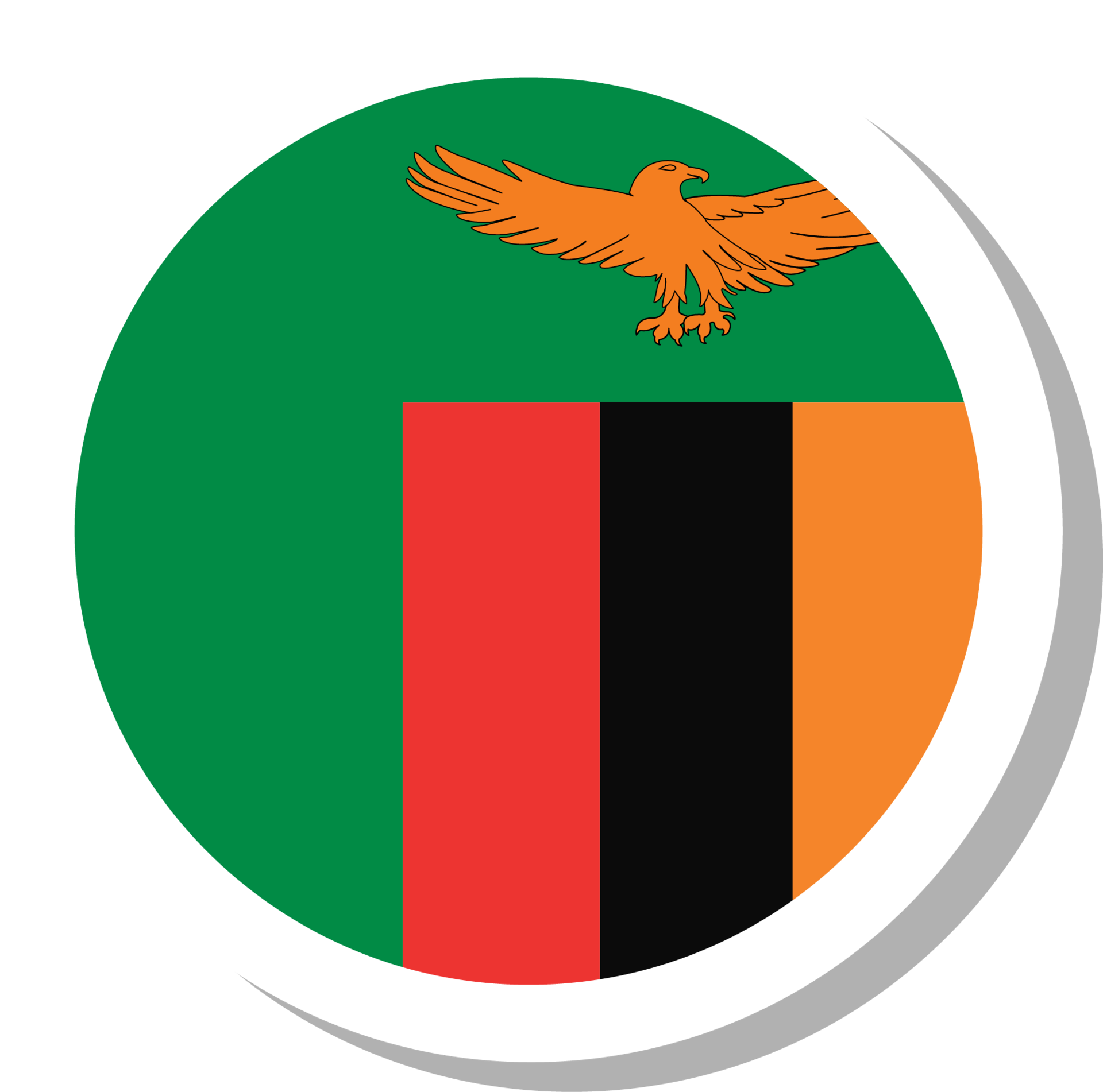 forma de círculo de bandeira da Zâmbia, ícone da bandeira. 16707159 PNG