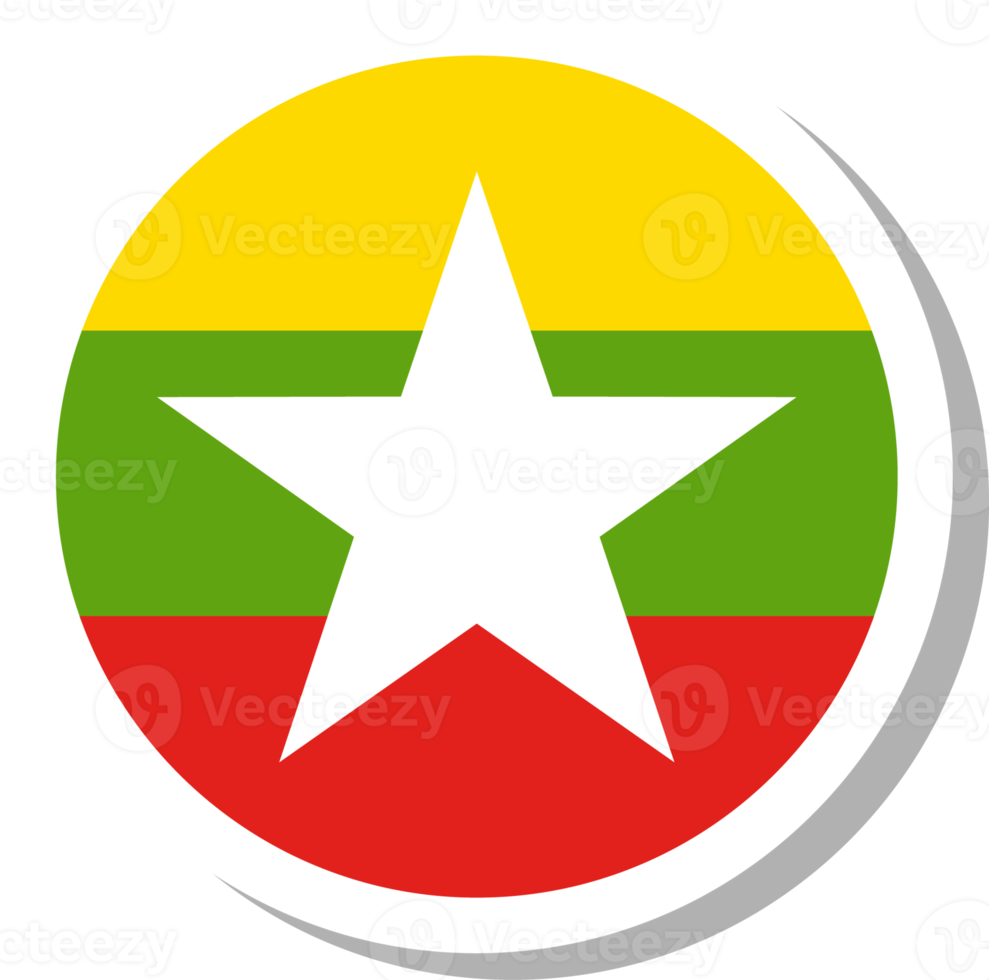 Myanmar vlag cirkel vorm geven aan, vlag icoon. png