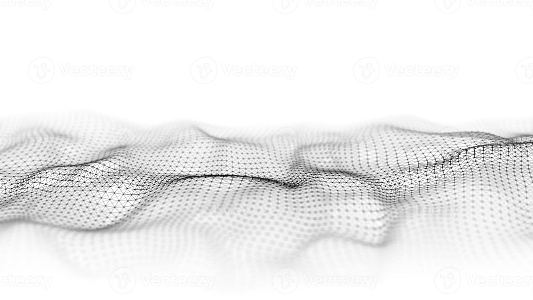 A moving 3d wave. Futuristic white background with dynamic black particles. The concept of big data. Cyberspace. 3d rendering photo