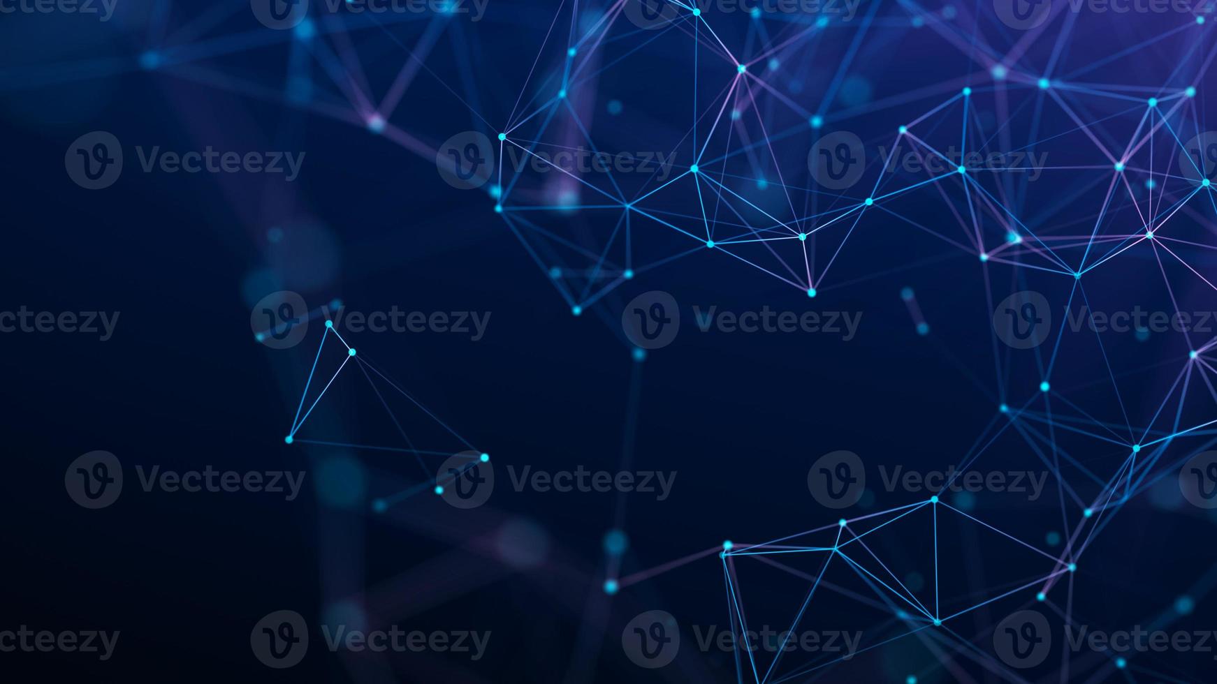 Abstract blue background with moving lines and dots. Network connection. Worldwide connection to the Internet. 3d rendering. photo