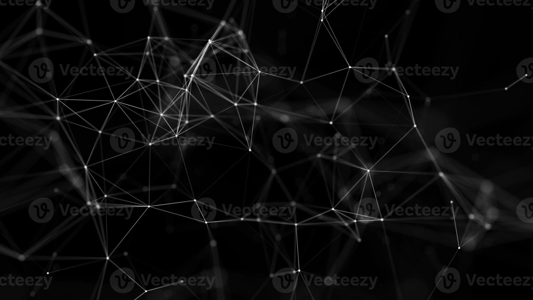Abstract dark background with moving white lines and dots. Network connection. Worldwide Internet connection. Illustration of big data. 3d rendering. photo