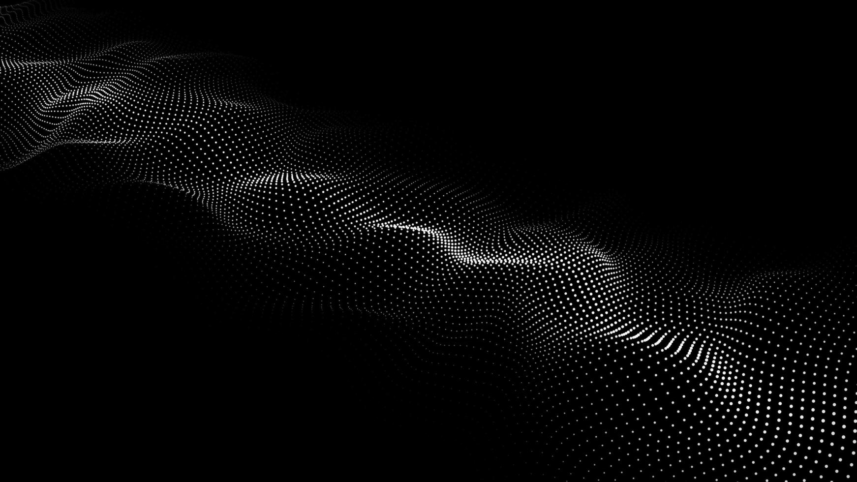 A moving digital 3d wave. Futuristic dark background with dynamic white particles. The concept of big data. Cyberspace. 3d rendering photo