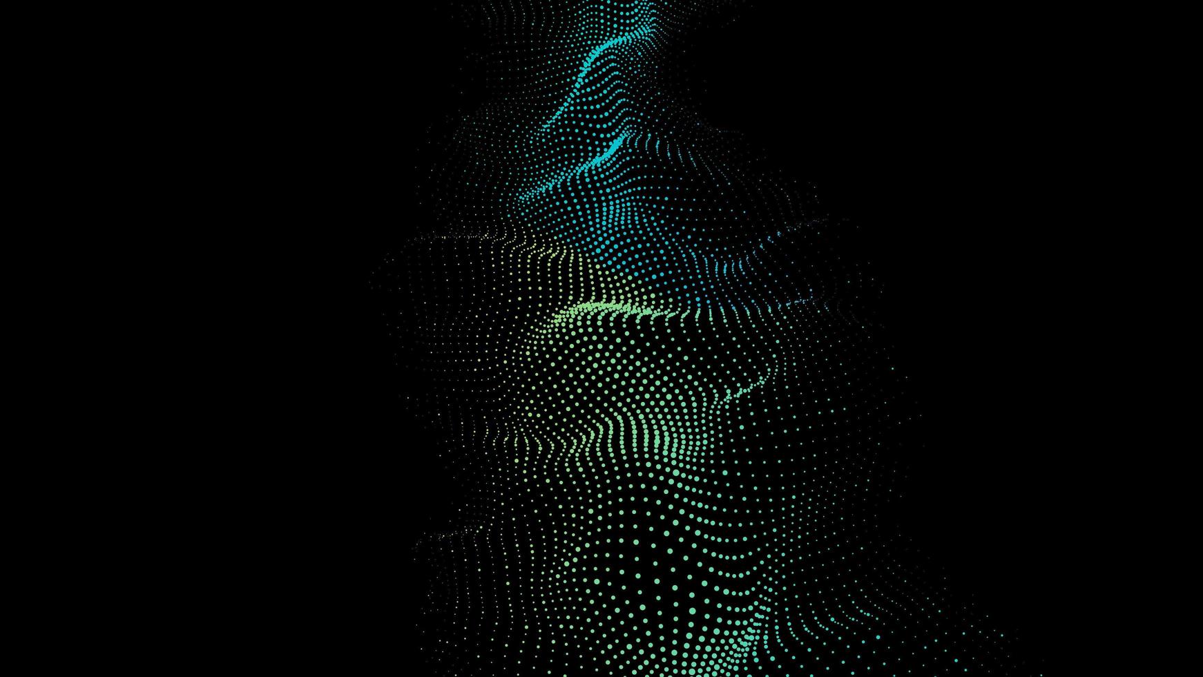 Futuristic two-color wave of particles. The concept of big data. Network connection. Cybernetics. Abstract dark background in the style of the Ukrainian flag. 3d rendering. photo