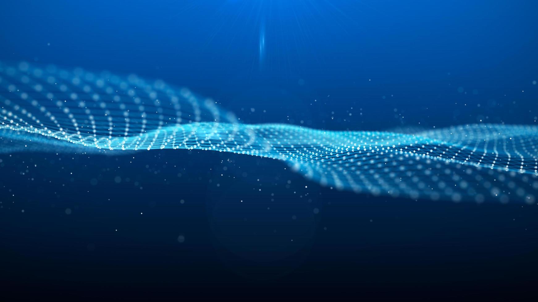 Futuristic blue wave of dots and lines. The concept of big data. Network connection. Cybernetics and technology. Abstract blue background. 3d rendering. photo