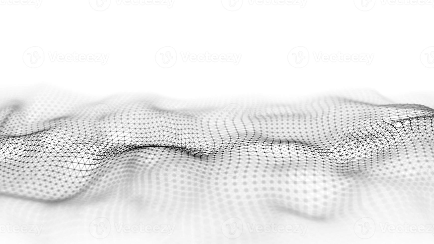 A moving 3d wave. Futuristic white background with dynamic black particles. The concept of big data. Cyberspace. 3d rendering photo